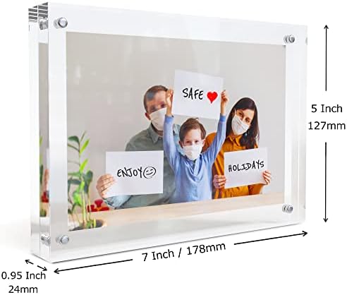 MIRA-K | Crystal Memories | Acrylic Picture Frame 5x7 with Magnetic Closure | Lucite Photo Frame for Tabletop | Decorative Display for Tickets, Postcards and Awards