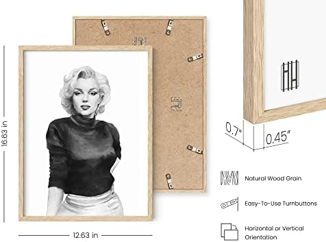 HAUS AND HUES Iconic Woman Poster, Marilyn Monroe, Black and White Movie Star Wall Art, 12x16 Beige Framed, Home Decor, Bathroom, Bedroom, Office