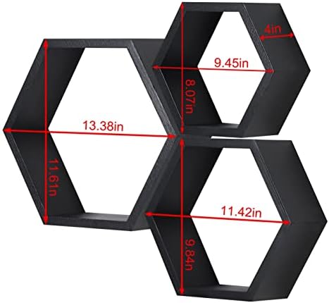 Hexagon Shelves,Floating Wall Shelf,Honeycomb Octagon Cube Shelves Wood