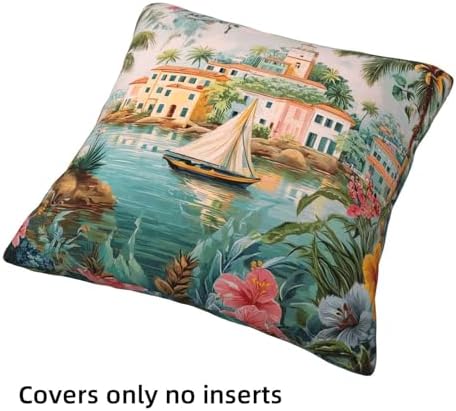 Vintage Sailing Throw Pillow Covers Set of 4 Decorative Soft Double Sided Print Pillow Case Farmhouse Home Decor for Living Room Sofa Couch 18x18