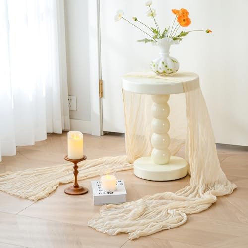 Sioloc 5 Pack Beige Cheesecloth Table Runner 120'' x 35'',Spring Easter Decor Soft Gauze Boho Wedding Table Decor for 10ft Table Birthday Party,Baby Shower, Bridal Shower, Home & Event Decor