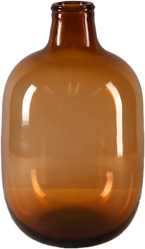 Serene Spaces Living Clear/Brown Tall Vase, Bottle Glass Vase, Elegant Home Decor for Fresh or Dried Flowers, Perfect for Living Rooms, Dining Areas, and Centerpieces (Medium - Brown)