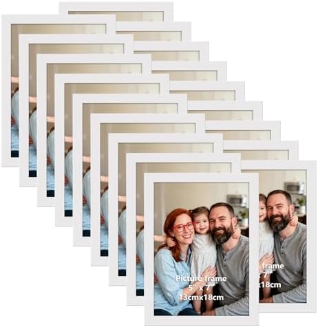 Giftgarden 5x7 Picture Frame Set of 18, Lightweight 5 by 7 Frames Bulk for Gallery Wall Photo Hanging and Tabletop Display, White