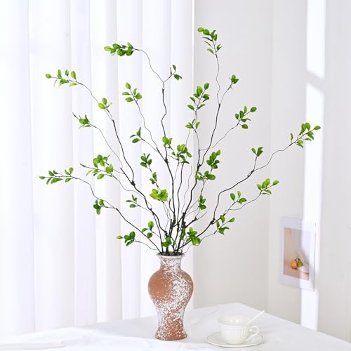 Waipfaru 8PCS Artificial Ficus Branches for Vase, Faux Greenery Stems for Vase Filler, 47in Realistic Flexible Eucalyptus Stems Fake Artificial Twig Plants Indoor Home Tables Centerpieces Office Decor