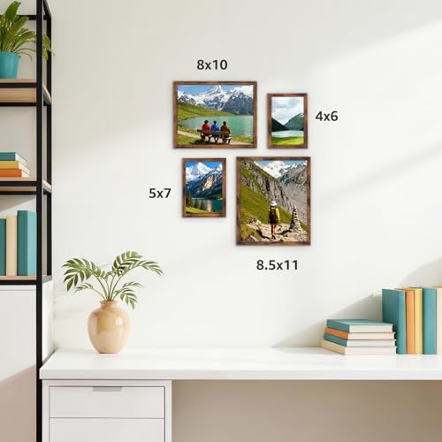 Giftgarden 8.5x11 Picture Frame Set of 18, Multi 8.5 by 11 Certificate Frames Bulk for Award Diploma Document office Wall or Tabletop Display, Rustic Brown