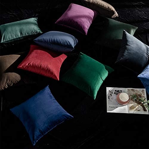 16x16 Velvet Throw Pillow Covers Set of 2 for Couch Sofa Bed,Navy Blue