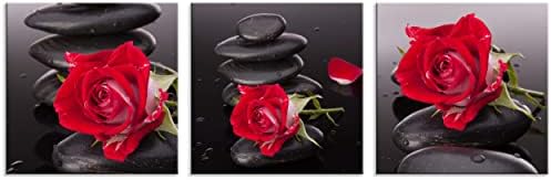 NAN Wind Red Canvas Wall Art Bedroom Wall Decor Black and White Zen Stones Spa Wall Art Rose Pictures for Living Room Kitchen Home Decorations Red Bathroom Accessories Flower Paintings Room Artwork