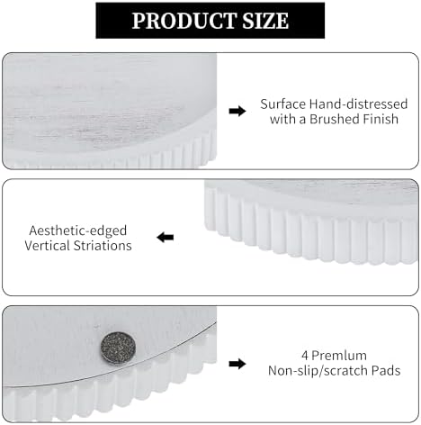 Hanobe White Decorative Coffee Table Tray, Scalloped Edge