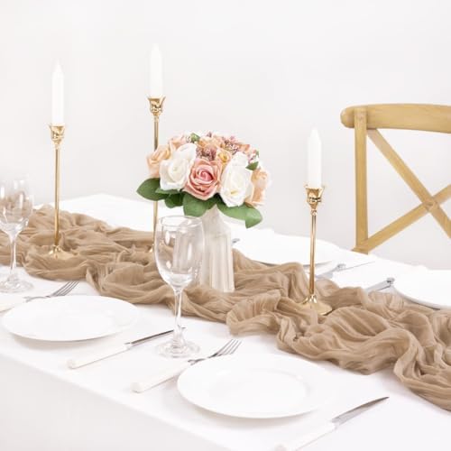 3 Pack Nude Cheesecloth Table Runner 10ft Boho Gauze Taupe Home Decor