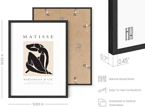 HAUS AND HUES Henri Matisse Paper Cutout Poster - Matisse Art Print and Art Exhibition Poster, Abstract Expressionism Scandinavian Black Shapes Painting (Black Frame, 12x16)