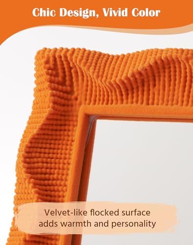 Small Decorative Mirror for Desk Makeup and Art Gallery Decor,Orange | 9.5x7.5",Soft Velvet-like Touch,Funky Wall Mirror,Modern Accent for Pastel Themed Room Studio Apartment
