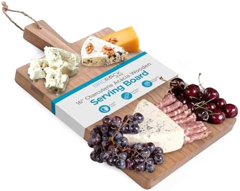 BIRDROCK HOME 16" Inlay Serving Board - Party Charcuterie Board for Appetizers Wood Food Kitchen Platter - Pizza Fruit Display - Espresso