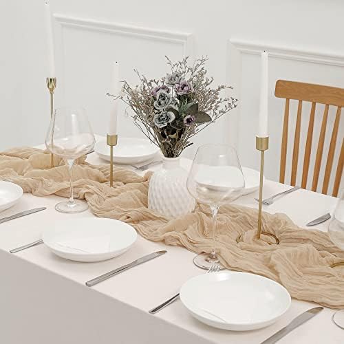 DOLOPL Beige Boho Cheesecloth Table Runner 13.3ft,160inch