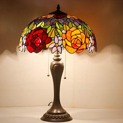 WERFACTORY Tiffany Table Lamp Stained Glass Bedside Lamp 16X16X24 Inches