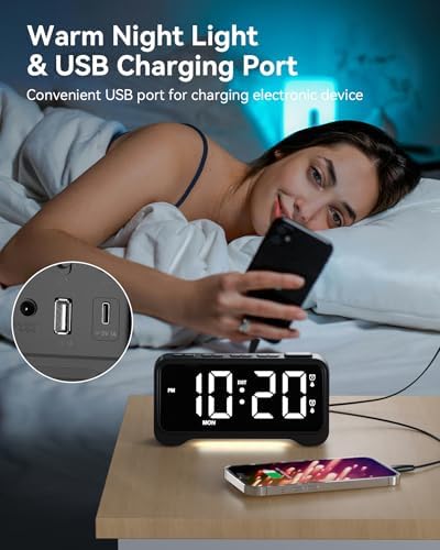 Alarm Clock for Kids Teens, Dynamic RGB Alarm Clock for Bedroom Bedside