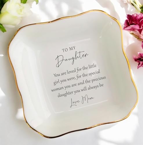 Ceramic Jewelry Dish - Daughter Gift from Mom, Long Distance, Birthday, Wedding, Bride, Bridal Shower