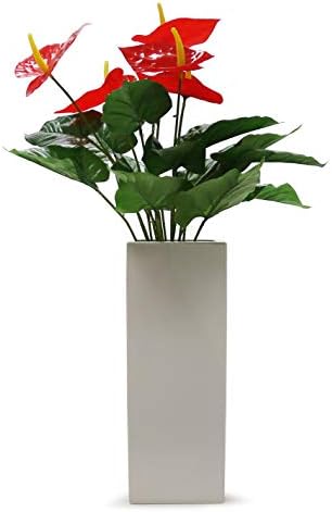 WGV Ceramic Block Vase 5" W x 14" H, (Multiple Size/Color Choices) Matte Tall Square Flower Planter Pot, Accents Home Office Tabletop Decor, Ideal Gifts White 1 Piece (CSB0514WT)