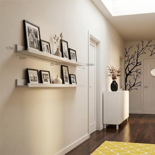 White Picture Ledge Shelves, 36 Inch Long Floating Shelf Set of 2
