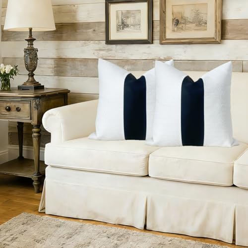 Slow Cow Black White Patchwork Throw Pillow Covers 18 x 18 Inch Pack of 2