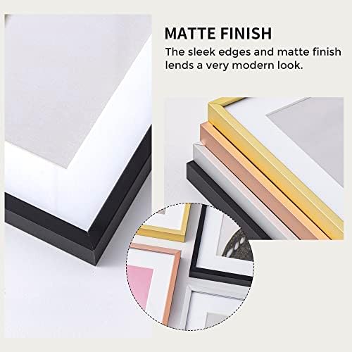 20x24 Metal Picture Frame with 16x20 Mat, Brushed Aluminum Finish, Tempered Glass Front, and Attached Hanging Hardware - Versatile Wall Display Frames for Vertical or Horizontal Orientation(Black,