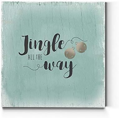 Renditions Gallery Xmas Wall Prints for Home Decor Rustic Jingle all the way Christmas Bells Canvas Wall Paintings for Bedroom Living Room & Kitchen Decorations - 32"X32" LT05