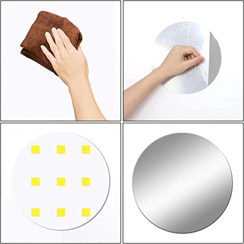7.87" Round Acrylic Mirror Tiles, 2Pcs Flexible Plastic Wall Mirror | 0.06" Thick Acrylic Mirror Sheet with Tapes, Circle Mirror for Wall, Home Decor, Round Mirror Tray Plate for Centerpieces