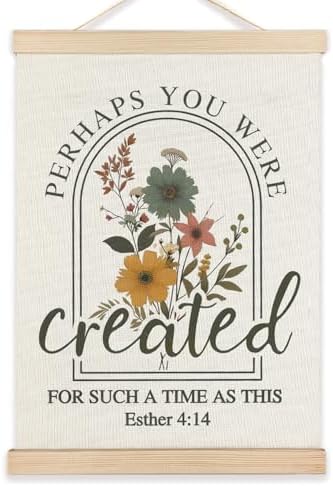 LZYRF Christian Floral Wall Art Poster Framed, Christian Room Decor, Esther 4:14 Bible Verse Religious Canvas Prints Wall Decor for Home Bedroom Living Room Church, 12x16 Inch