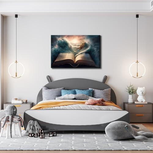 YONICA Jesus Wall Decor, Christian Bible Wall Home Posters, Judah Religious Lord Prayer Bible Wall Art Framed Canvas 12"x16"(30x40cm)