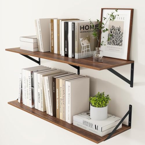 Heimlove 36W x 12D Deep Floating Shelves Set of 2 Walnut