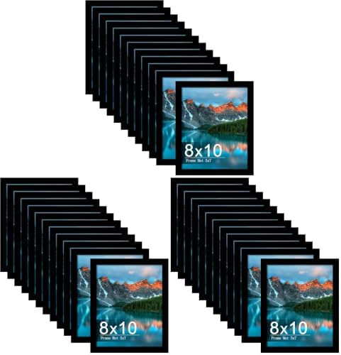Picrit 8x10 Picture Frame Set of 12, Display 5x7 with Mat or 8x10 without Mat, Photo Frames for Wall Mounting or Table Top Display, Black (Pack of 3)
