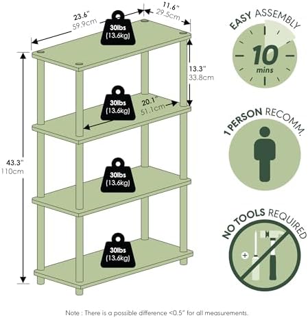 Furinno Turn-N-Tube Toolless 4-Tier Storage Shelves, Pink