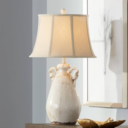 Isabella 28" Tall Table Lamp Ivory Rustic Jar Handle Ceramic Milk