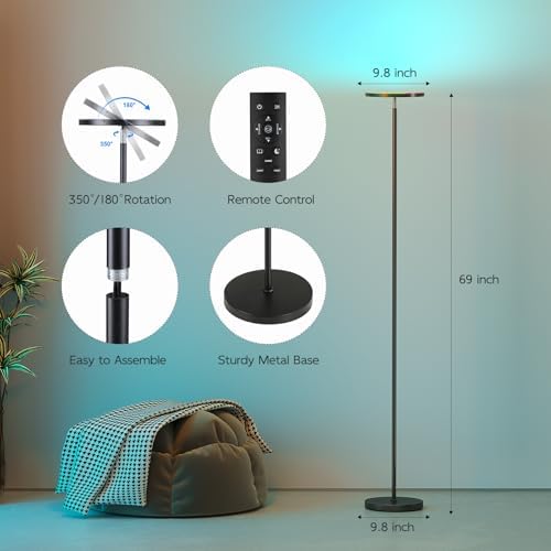 SUNMORY RGB Floor Lamps for Living Room, LED Lamp with APP Remote Control