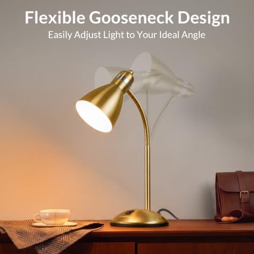 LEPOWER Metal Desk Lamp, Adjustable GooseNeck Reading Light for Bedroom