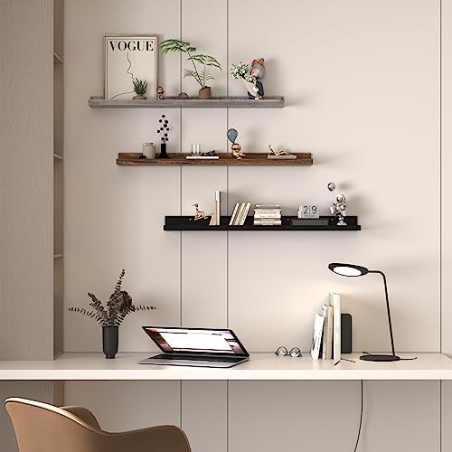 Giftgarden 36 Inch Multi Colors Floating Shelves for Wall Mount, Assorted Colors Wood Wall Shelf Ledge for Bathroom Bedroom Living Room Kitchen Storage, Set of 3 Different Sizes