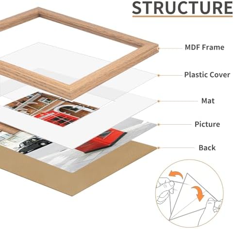 ATOBART 5x7 Picture Frame Set of 3, Light Wood, Plexiglass