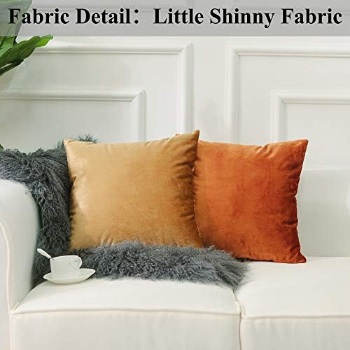 Home Brilliant Pillow Covers 18x18 Set of 2 Orange Velvet Throw Pillows Square Decorative Pillow Cases for Couch Bench Sofa 45cm x 45cm(18 x 18 inches), Copper