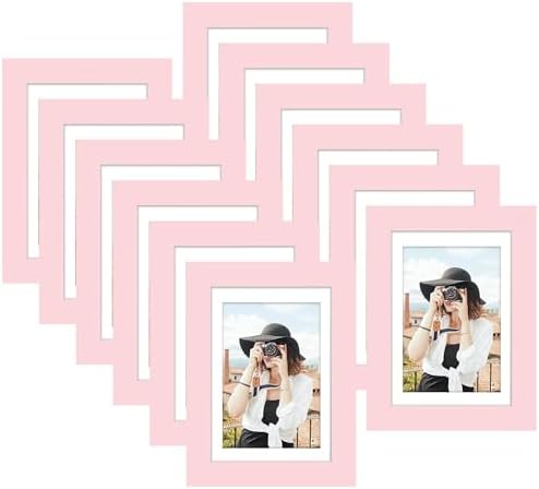 Picrit 4x6 Picture Frame Set of 12, Modern Gallery Wall Frames, Pink