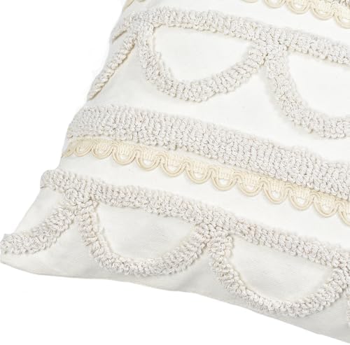 Boho Throw Pillow Covers 18x18 Tufted for Couch Sofa Beige