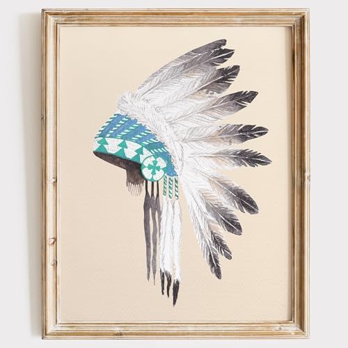 Native American Headdress Art Print - Unframed - 11x14 | Captivating Tribal Wall Art for Living Room, Bedroom, or Office Decor | Farmhouse Wall Decor | Living Room Decor | Kitchen Wall Decor