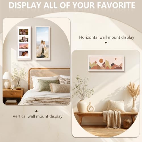 Golden State Art Collage Frame 8x20 for 4 4x6 Photos Wood Distressed White