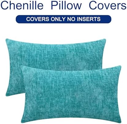 CaliTime Decorative Couch Throw Pillow Covers 20 X 12 Inches Lake Blue