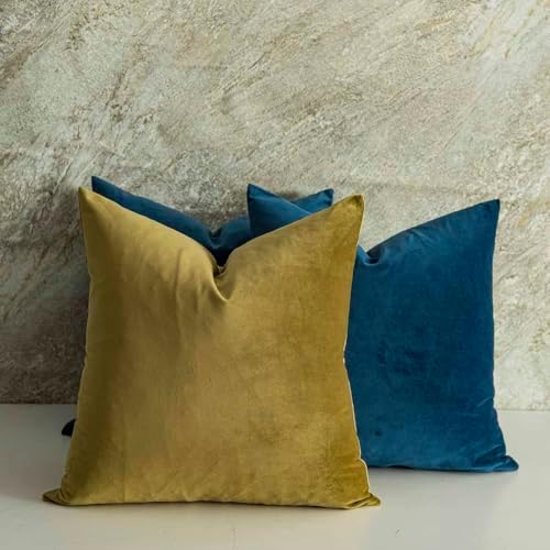 Light Navy Decorative Velvet Throw Pillow Covers 28x28 inch Set of 2 with Zipper Luxury Soft Solid Square Cushion Covers Case for Sofa Couch Bed Living Room