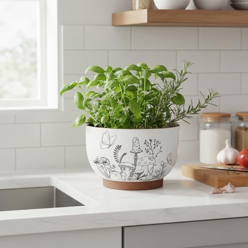 Terracotta Pots, 8+6 Inch Plant Pots, 2 Pcs with Drainage Holes