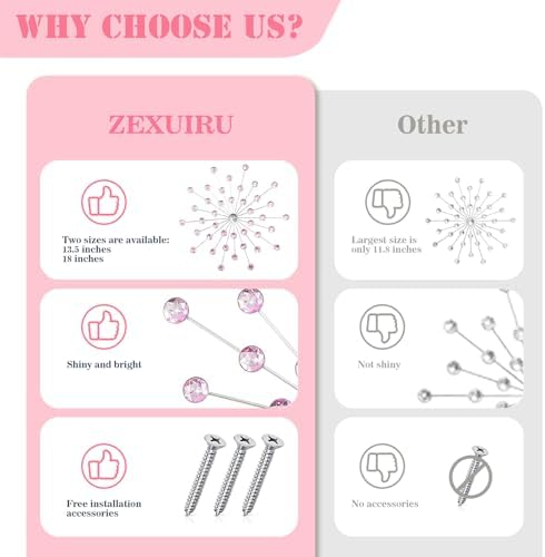 ZEXUIRU 3 Set Silver Starburst Wall Art for Home Decor Metal Bling Crystal Rhinestones Sunburst Wall Decor Sparkling Rhinestone Art Accent Silver - 13in