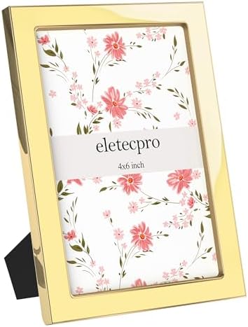 eletecpro 4x6 Enamel Picture Frame with Real Glass Cover, Yellow, 1-Pack