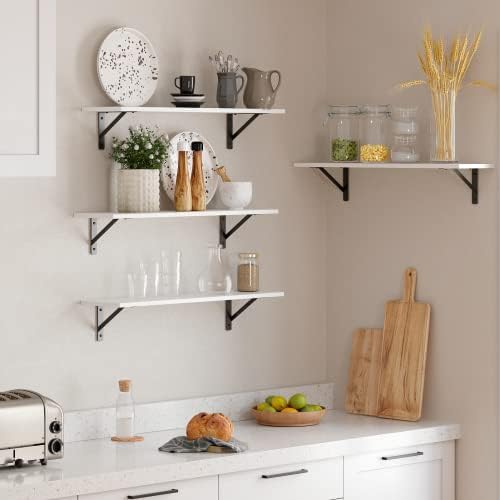 DINZI LVJ Long Wall Shelves, 31.5" Wall Mounted Shelves with Metal Brackets