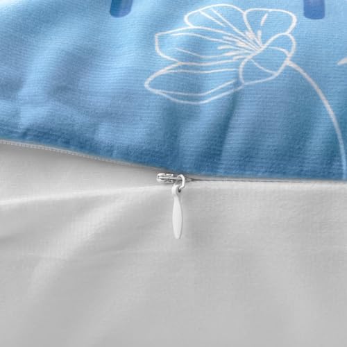 Bonhause Spring Summer Blue Bird Floral Throw Pillow Covers 16 x 16 Inch Flowers Leaves Branch Home Sweet Home Soft Velvet Decorative Cushion Case for Outdoor Patio Sofa Couch Set of 4