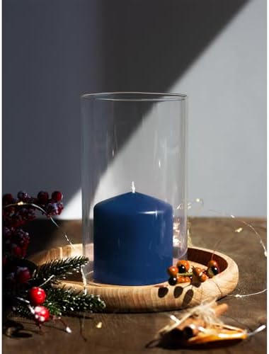 Candwax 3x3 Pillar Candles Set of 3 - Navy Blue Candles Pillar - 40-Hour Burn Time Self-Extinguishing Long Lasting Candles for Home Decor - Cone-Top Dark Blue Pillar Candles