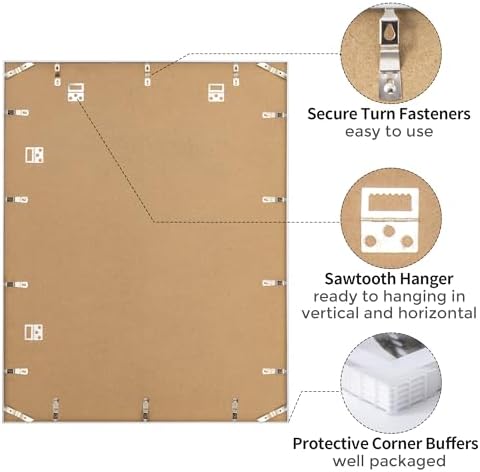 22x28 Metal Picture Frame with 18x24 Mat, Brushed Aluminum Finish, Tempered Glass Front, and Attached Hanging Hardware - Versatile Wall Display Frames for Vertical or Horizontal Orientation(Silver,